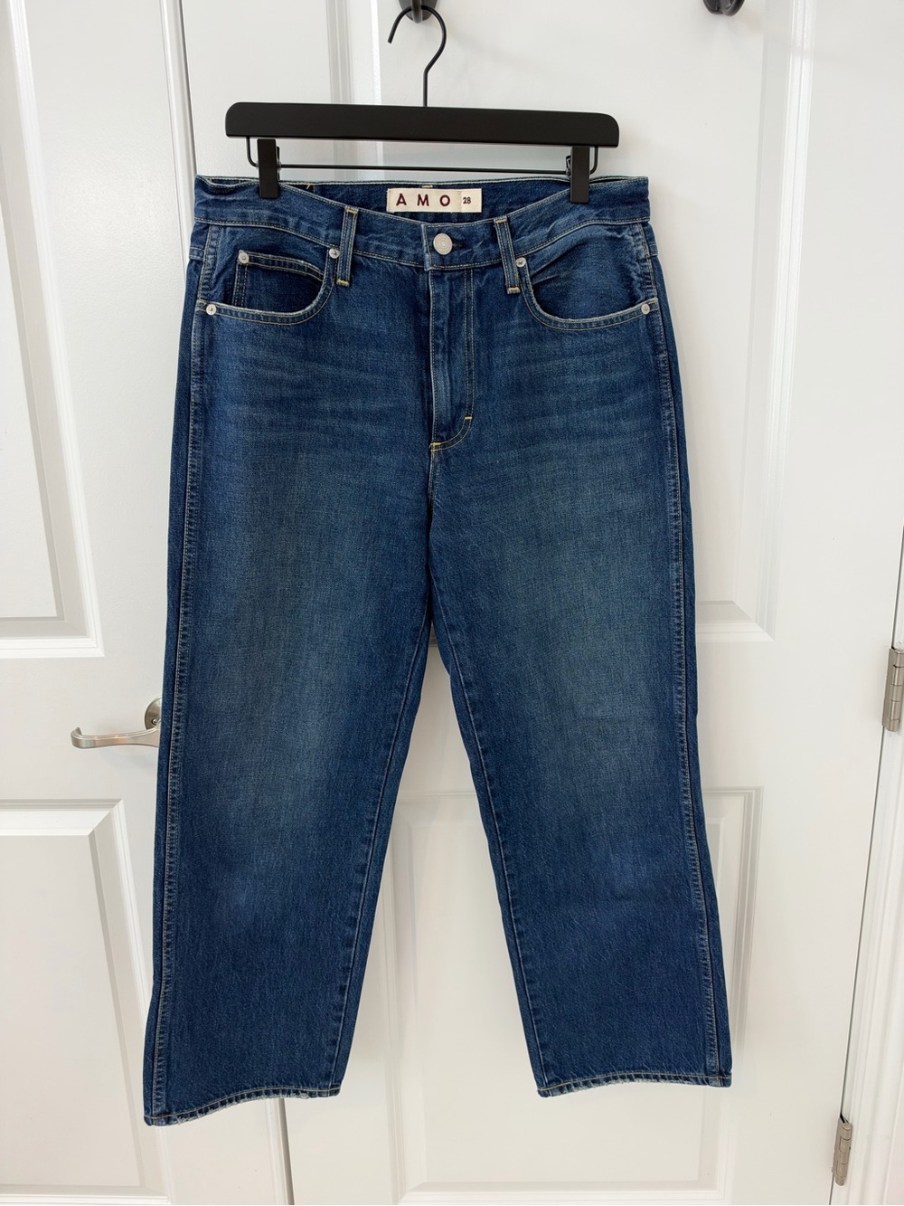 AMO Billie Straight-Leg Jeans in dark wash Indigo Blue size 28